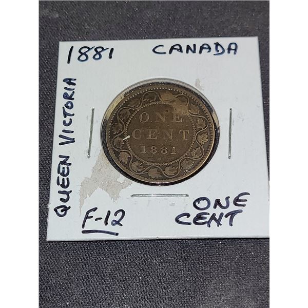 1881  Canada Queen Victoria One Cent Coin