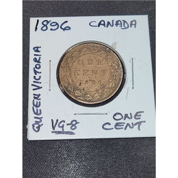 1896  Canada Queen Victoria One Cent Coin