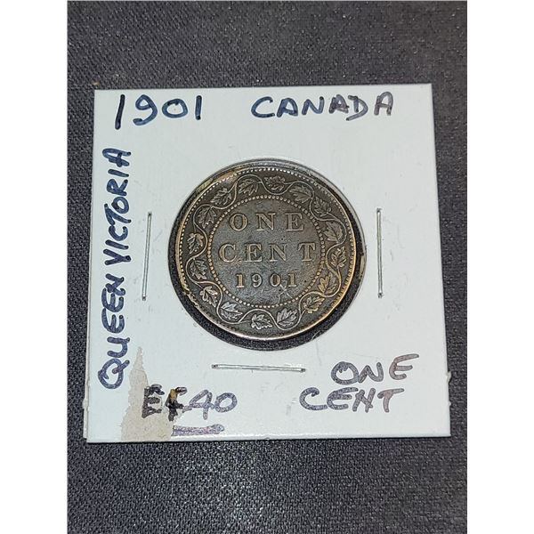 1901  Canada Queen Victoria One Cent Coin