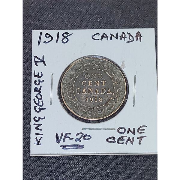 1918  Canada King George V One Cent Coin