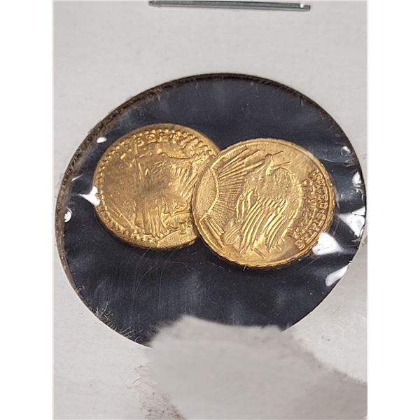 Lot of 2 Small IIberty Gold USA Coins