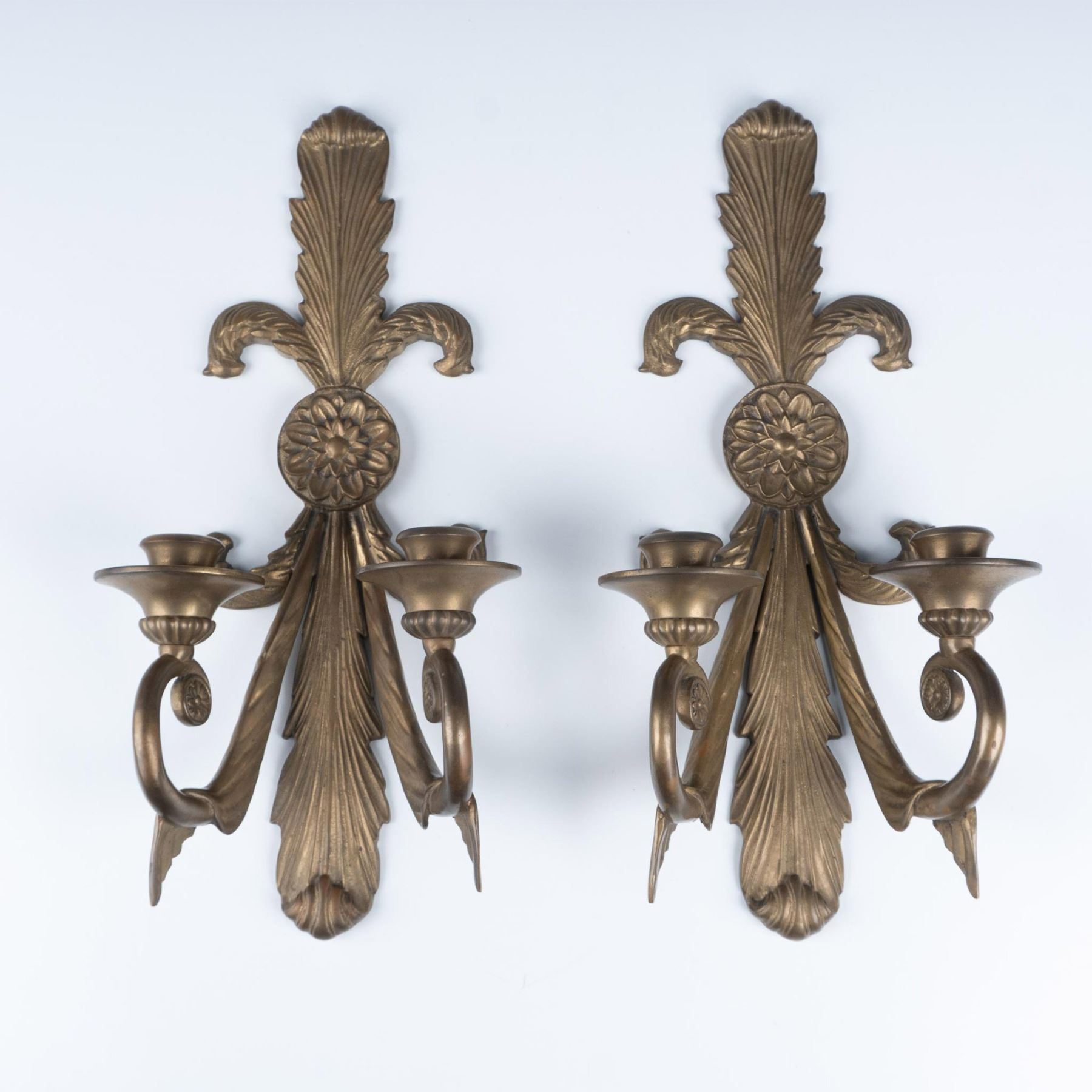 Antique Pair of Bronze Sconces