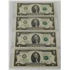 Image 1 : 4X $2 US NOTES MINT SERIAL #4 IN SEQUENCE