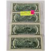 Image 2 : 4X $2 US NOTES MINT SERIAL #4 IN SEQUENCE