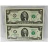 Image 1 : 2X $2 US CONSECUTIVE NOTES MINT CONDITION
