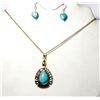 Image 1 : 15) GOLD TONE TIBETAN SILVER WITH PEAR SHAPE
