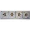 Image 2 : 4 SILVER DIMES 1958, 1960, 1961 & 1962