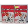 Image 1 : 2 PCS BUDWEISER SEVED HERE 25 CENT BOTTLES