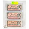 Image 1 : LOT OF THREE 1954 2 DOLLAR BILLS
