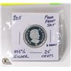 Image 1 : 2011 92.5% SILVER 25 CENTS FROM PROOF SET