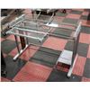 Image 1 : GLASS DESK WITH RAISED LEDGE & SLIDE OUT KEYBOARD