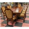 Image 2 : SOLID WOOD CARVED TWO TONE DINING TABLE & 8 CHAIRS