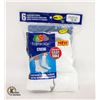 Image 1 : WHITE CREW SOCKS 12-16 SIZE 6-PACK FRUIT OF LOOM