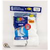 Image 1 : WHITE CREW SOCKS 12-16 SIZE 6-PACK FRUIT OF LOOM