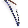 Image 2 : Vintage 25" Long Round Blue Lapis Bead Strand Necklace w/ 14k Gold Balls & Clasp