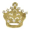 Image 1 : Vintage 18k Gold .65 ctw Diamond Textured Bead Crown Tiara Fleur De Lis Pin Broo