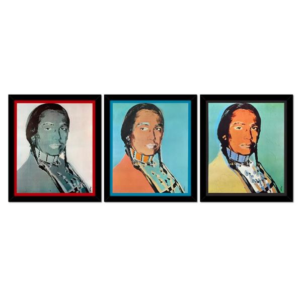 American Indian Series 3 Piece Set (Red, Blue & Black) by Warhol (1928-1987)
