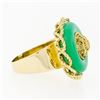 Image 5 : Vintage 18K Gold Braided Twisted Wire Frame Circle Platter Cocktail Jade Ring
