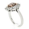 Image 1 : Platinum & 18k Gold GIA Fancy Pinkish Brown Diamond Flower Halo Engagement Ring