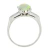 Image 8 : Vintage Platinum 7.6mm Prong Round Cabochon Opal Solitaire Diamond Accents Ring