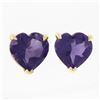 Image 1 : Estate 14K Yellow Gold 1.35 ctw Heart Prong Set Amethyst Solitaire Stud Earrings