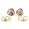Image 3 : Estate 14K Yellow Gold 1.35 ctw Heart Prong Set Amethyst Solitaire Stud Earrings