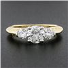 Image 2 : 14K TT Gold Prong Round Brilliant Moissanite 3 Stone Scroll Work Engagement Ring
