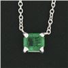 Image 3 : NEW 14K White Gold 0.42 ctw Emerald Cut Emerald Petite Solitaire Pendant Necklac