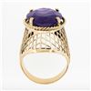 Image 7 : Vintage 14k Gold Oval Synthetic Alexandrite Crisscross Open Work Solitaire Ring