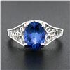 Image 2 : NEW 14k White Gold 1.91 ctw Violet Blue Oval Tanzanite w/ Open Work Sides Ring
