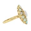 Image 4 : Vintage 14K Gold Oval Cabochon Opal Solitaire & Halo Navette Marquise Shape Ring