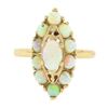 Image 5 : Vintage 14K Gold Oval Cabochon Opal Solitaire & Halo Navette Marquise Shape Ring