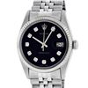 Image 3 : Rolex Mens 36MM Stainless Black Diamond Datejust Wristwatch