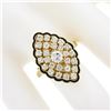 Image 3 : Vintage 14k Yellow Gold 1.12 ctw Round Diamond Black Enamel Navette Marquise Rin