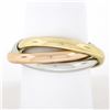 Image 1 : Tri Color Gold & Platinum Interlocking Polished Rolling Trinity Three Band Ring