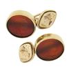 Image 5 : Antique Mens 14k Gold Round Bezel Carved Intaglio Carnelian & Gold Cuff Links