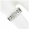 Image 3 : Vintage 14K White Gold Diamond Illusion Open Work Matte Finish Wide Band Ring