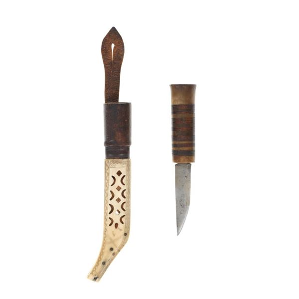 Ca. 1900- Finnish Puukko Carved Bone Sheath Knife