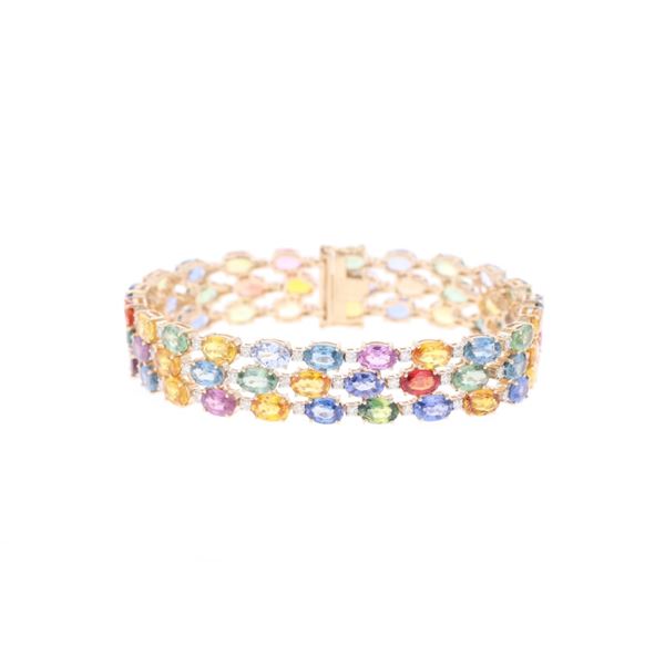 40.77ct Multi-color Sapphire Diamond 14k Bracelet