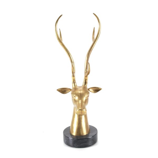 Ca. 1980s Hollywood Regency Brass Deer Sculpture