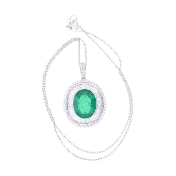13.88ct Emerald VS2 Diamond Platinum Necklace