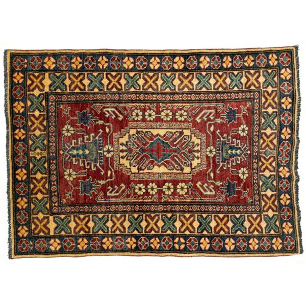Vintage Afghan Caucasian Uzbek Ghazni Wool Rug