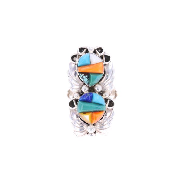 Navajo Jimmy Yazzie Silver Multistone Inlay Ring