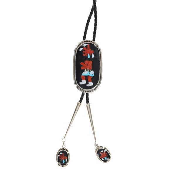 Zuni Bev Etsate Multi Stone Inlay Kachina Bolo Tie