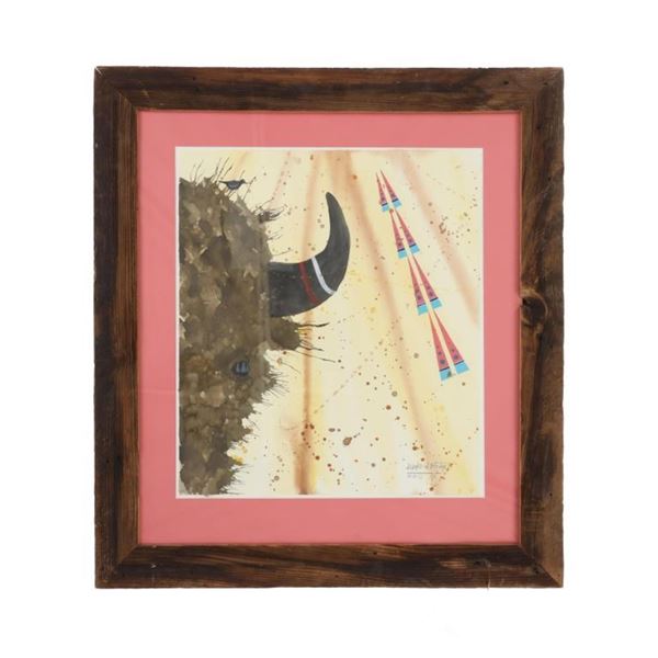 Original Watercolor by Crow Native Leland Stewart