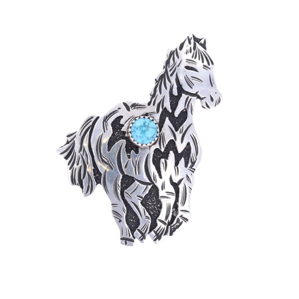 Navajo Singer Sterling Silver Turquoise Horse Ring