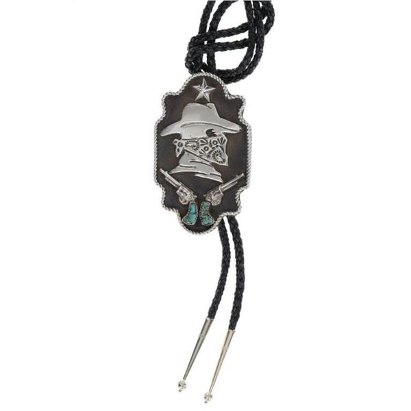 Navajo Sterling Silver Paiute Turquoise Bolo Tie