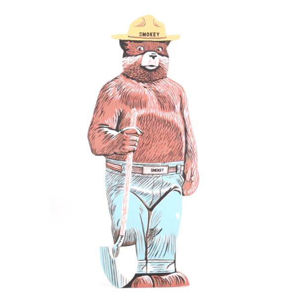 Smokey The Bear Life Sized Hand Painted Wood Sign