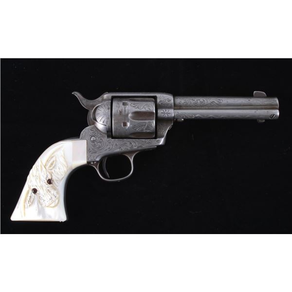 Engraved Colt Single Action Army .41 Cal Revolver w/ Factory Pearl Bull Head Grips