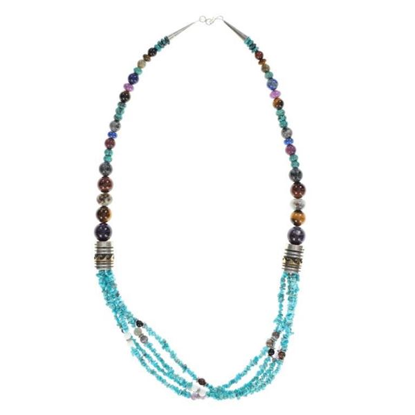 Navajo T & R Singer 3-Strand Multistone Necklace